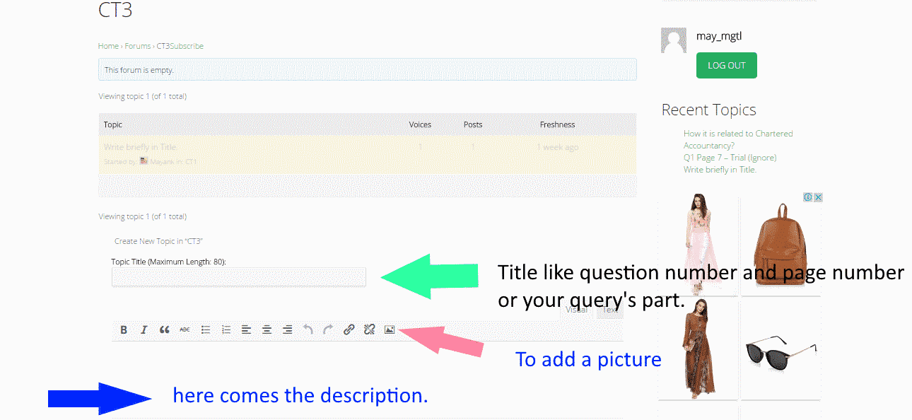 This is how you write a title/ query in forum.